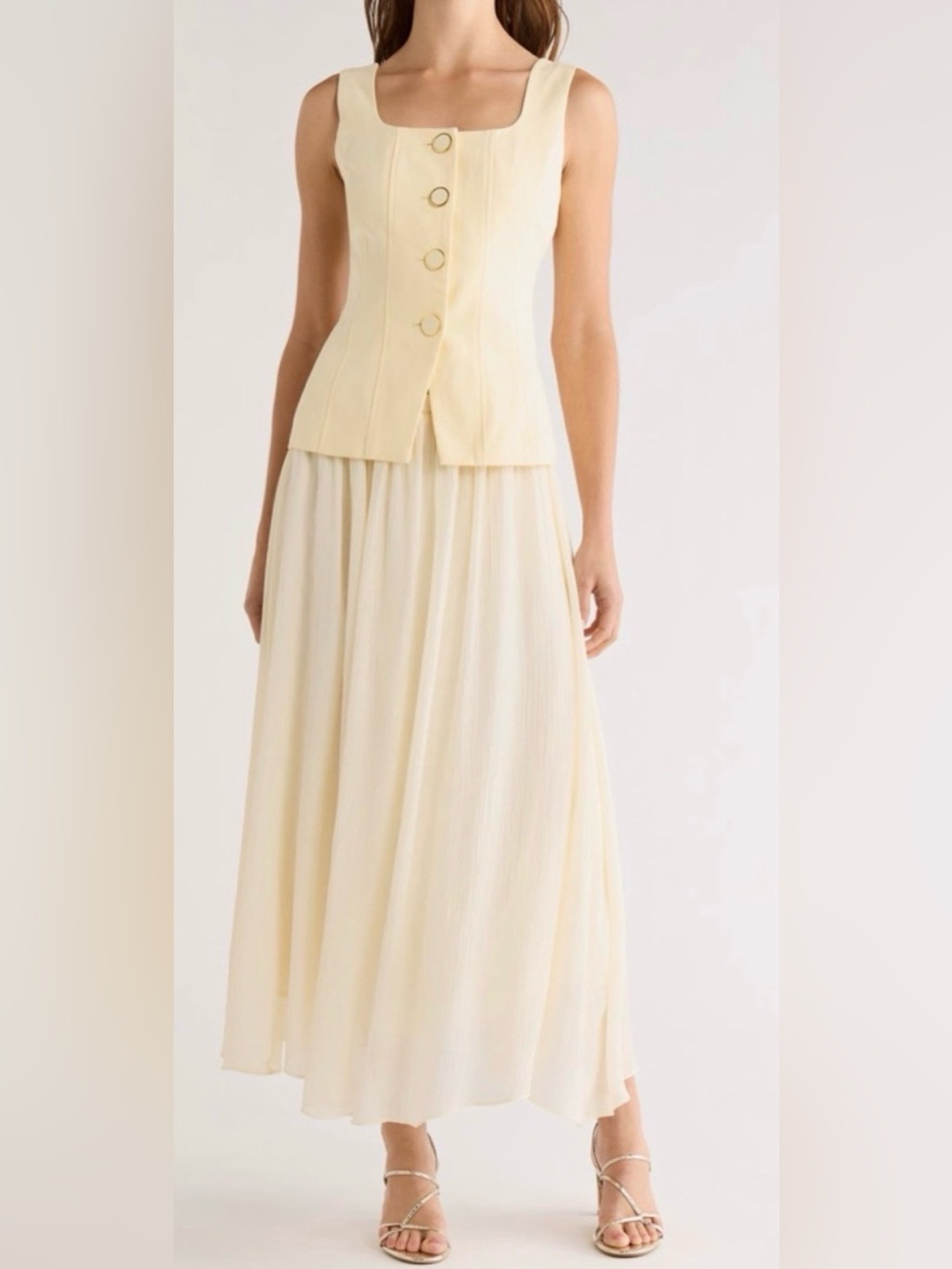 Moon River Sleeveless Two Piece Yellow Dress L